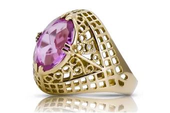 Vintage craft Ring Amethyst 14K Yellow gold vrc030y